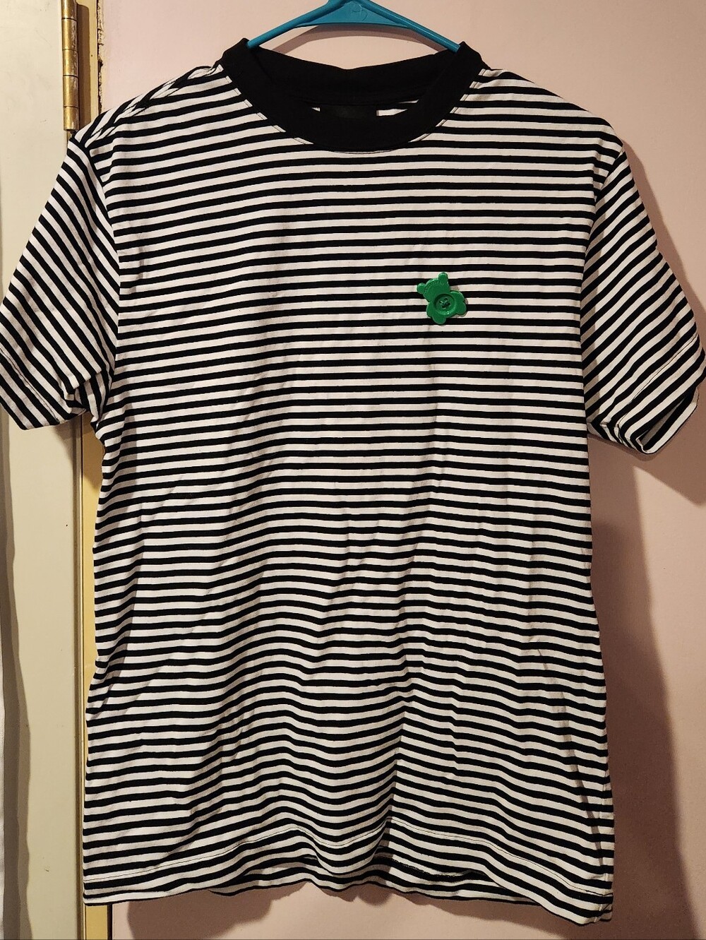 Striped Black & White Crew Neck Teddy Fresh T-Shirt